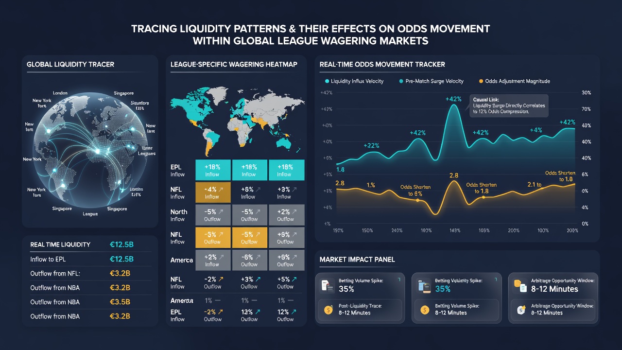 Chart showing odds movement correlated with liquidity surges in international league markets